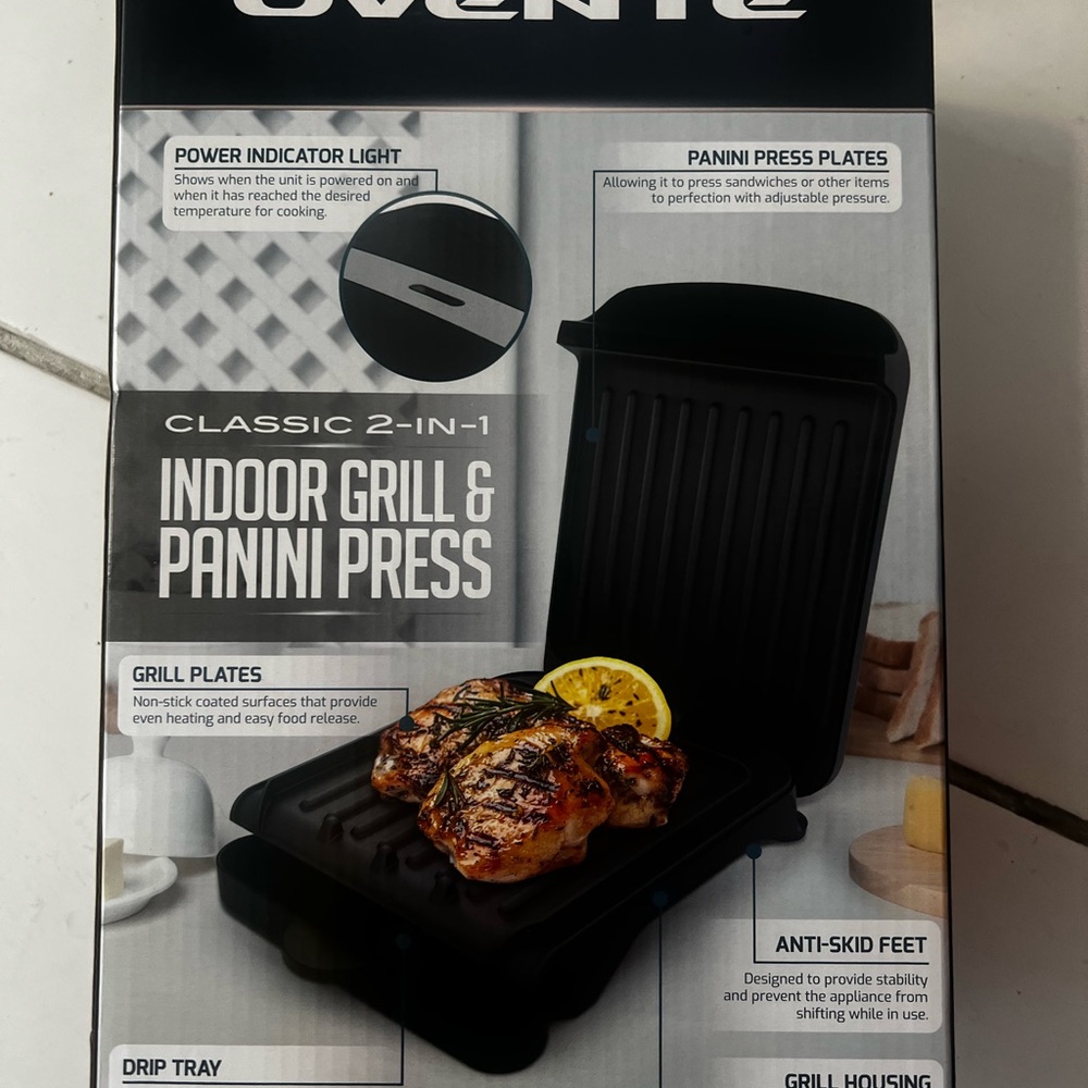 Ovente Indoor Grill & Panini Press